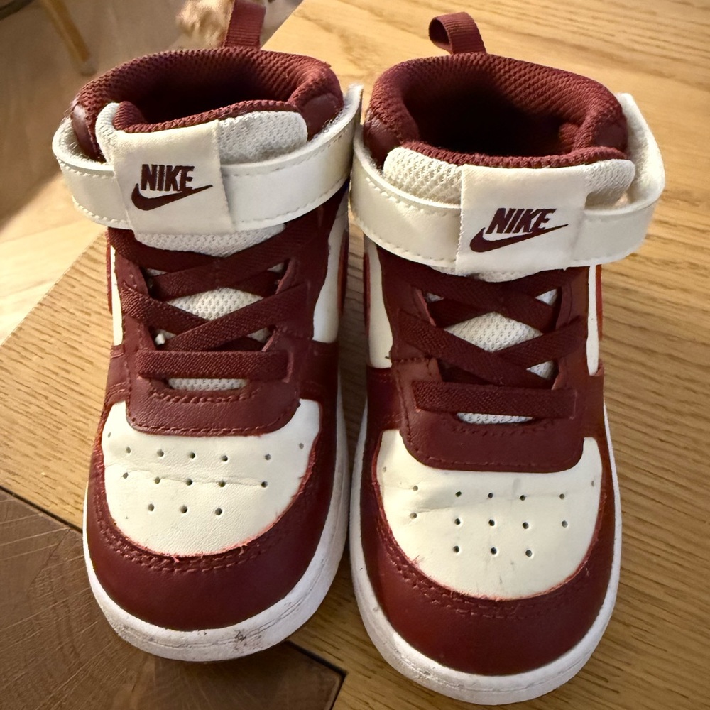 Nike Kids Burgundy and White Sneakers